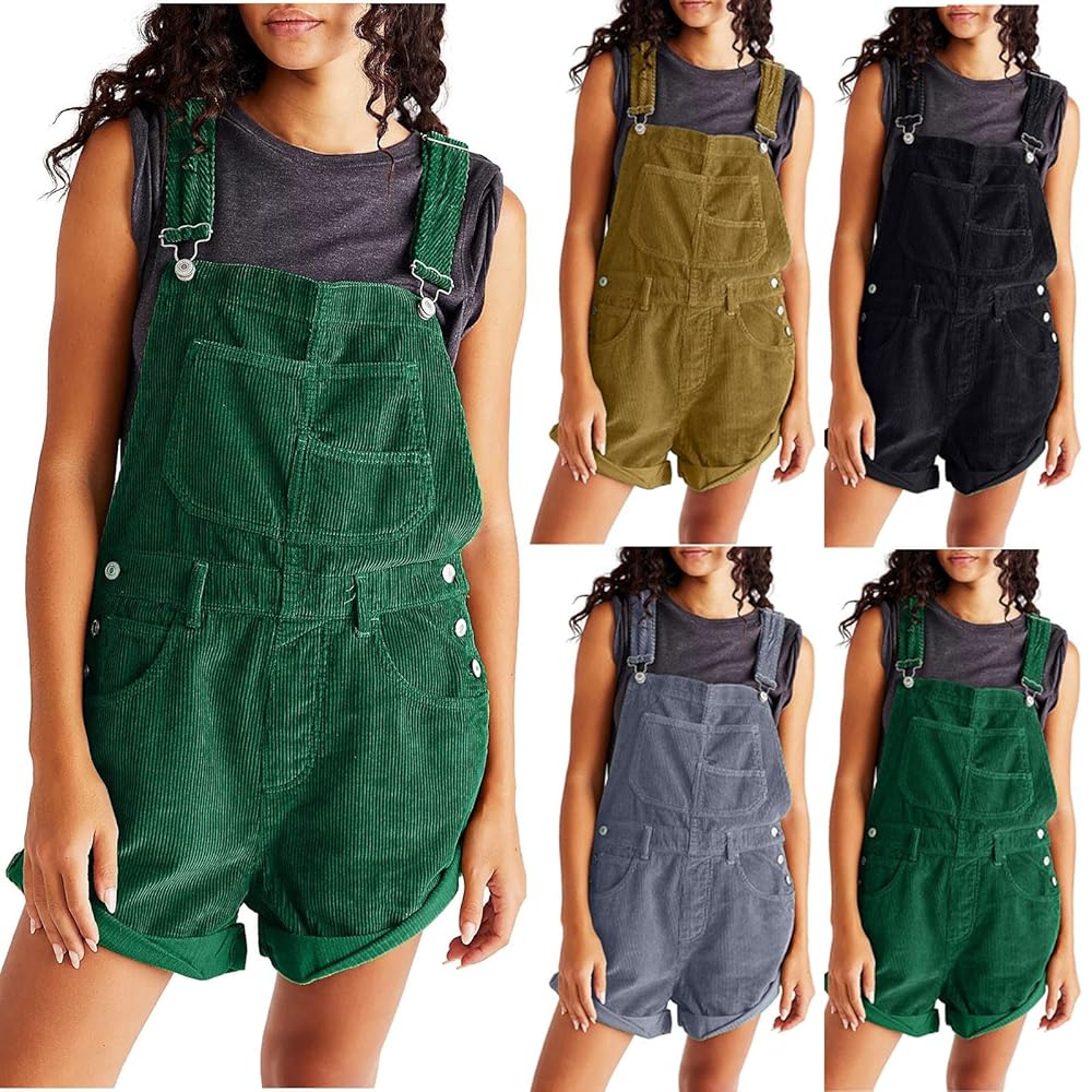Amazon.com: HGps8w Womens Corduroy Shorts Overalls Romper